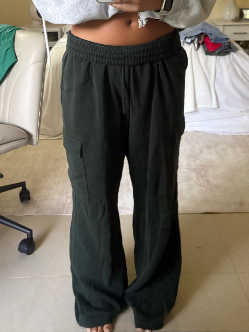 Old Navy Dark Green Wide-Leg Utility Pants